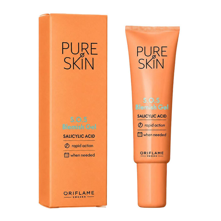 ژل فوری خشک کننده جوش صورت اوریفلیم مدل Pure Skin SOS Blemish Gel مناسب برای پوست آکنه ای حجم 6 میلی لیتر