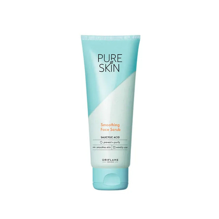 اسکراب صورت تسکین دهنده اوریفلیم مدل Pure Skin Smoothing Face Scrub مناسب برای پوست های آکنه ای حجم 75 میلی لیتر