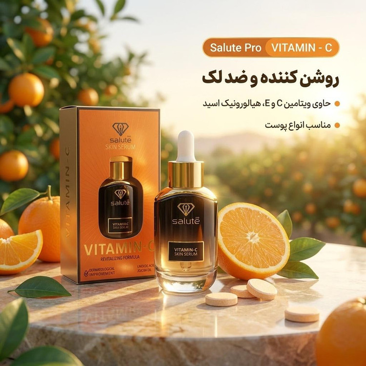 سرم روشن کننده پوست سالوته پرو مدل VITAMIN - C سازگار با انوع پوست حجم 30میلی لیتر
