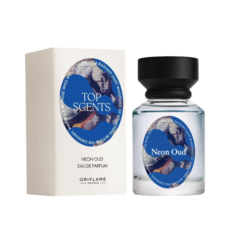 ادوپرفیوم زنانه و مردانه اوریفلیم مدل Top Scents Neon Oud با رایحه گرم و شیرین حجم 50 میلی لیتر